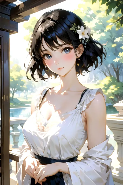 see through，Beautiful and fair、Radiant Skin, 3 Up, Gorgeous, bright, Refreshing and gentle expression, Perfect beautiful face、Beautiful shiny bangs, A very beautiful 17 year old girl, Eyeliner, Very perfect eyes，Very large breasts，Grooves reveal original s...