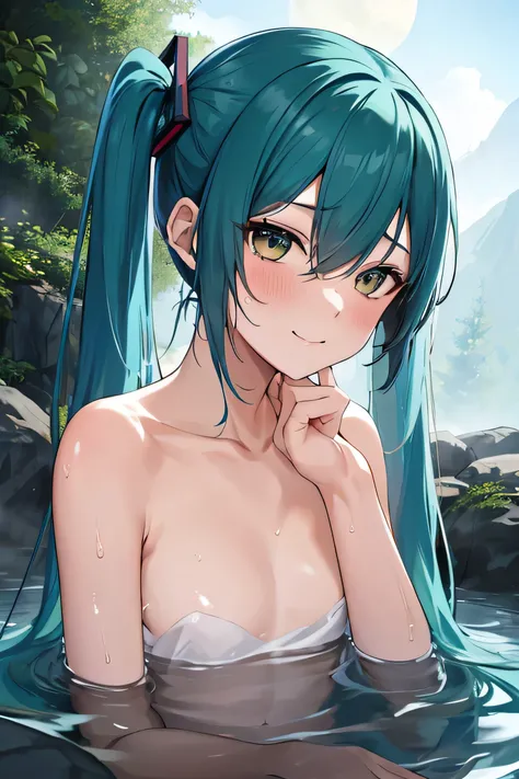 source_アニメ, ((score_9)),score_8_up,score_7_up,score_6_up,score_5_up,score_4_up, 1 Female, (masterpiece), (Highest quality), Absurd, Steam Onsen, Hatsune Miku, BREAK, (Hatsune Miku:1.2), Striped Hair, Super long hair, human, Smooth skin, (Soak:1.5) Hot Spa,...