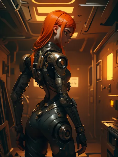 (((mulher))), (((melhor qualidade))), (((obra prima))), (((adulto))), A highly detailed and realistic skull girl,( Anya. Taylor Joy) cyberpunk character, mad max furiosa, one hand robot, cyborg arm, orange hair, dramatic metal heavy rock theme, best qualit...