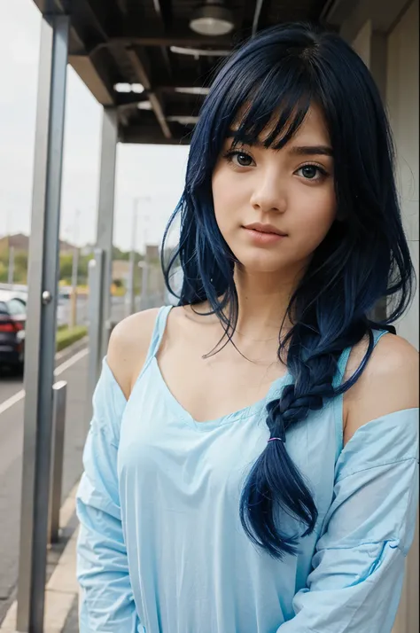 We anime hair blue cute