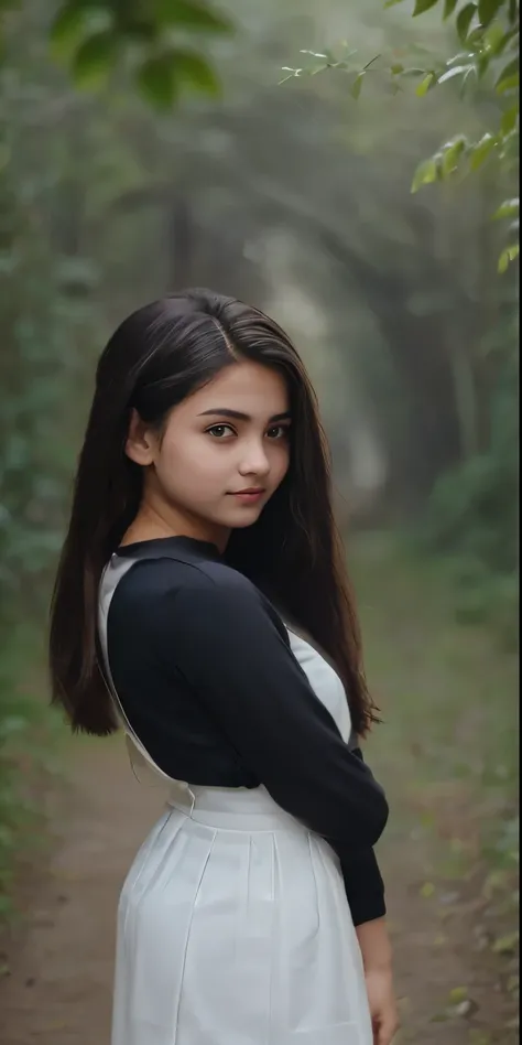 (a picture of indian 14 years old girl)), wearing a long black sleeve suit, ((nailon with sheer design)) ((14 years old girl), (...