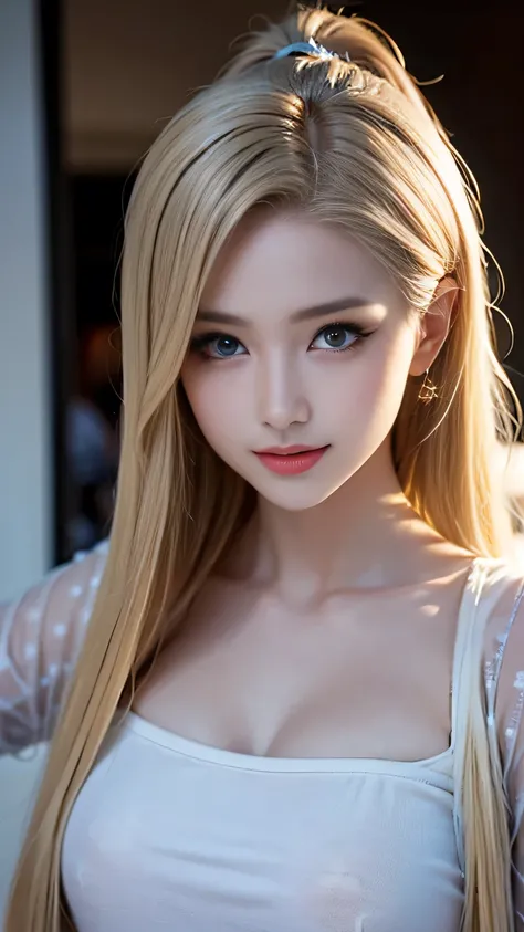 Portraiture、School、Bright expression、ponytail、Young and shiny white glossy skin、The ultimate beauty、Blonde reflection、Platinum blonde hair with dazzling highlights、Bright shiny hair,、Super long straight hair、Shiny beautiful bangs、Sparkling, clear, attracti...