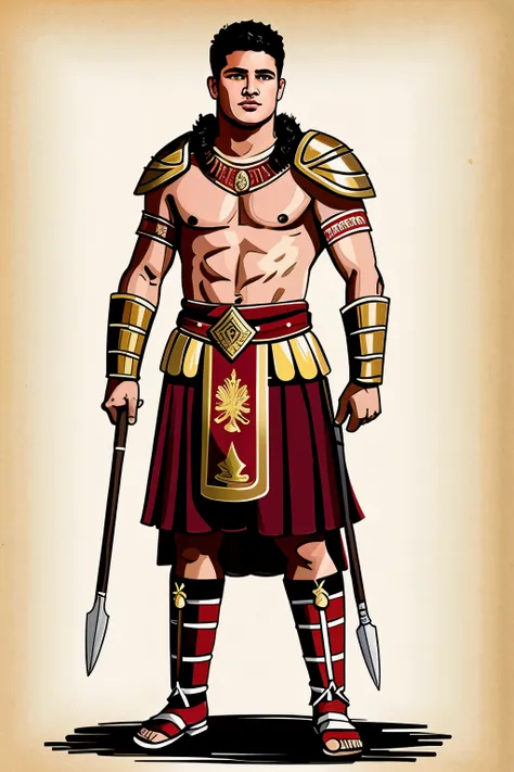 draw a Roman gladiator with clothing from the university sports football club of Peru