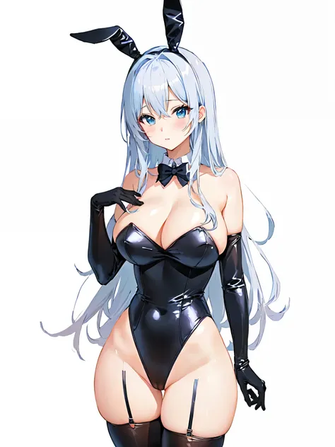 anime girl in a bunnysuit,huge breasts,anime style