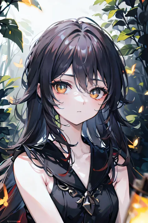 masterpiece, walking through jungle at night among fireflies, (high detail:1 1), rough face, natural skin, high quality, nsfw, beautiful eyes, (detailed face and eyes), (face: 1 2), noise, extra, real photo, PSD, lamp film photography, sharp focus, contras...
