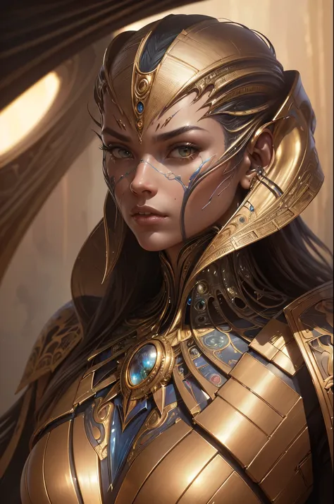 ((Best Quality, masterpiece:1,1), Fantastic view of humanoid alien , Hyper-realistic, insanely detailed This masterpiece of digital art can be compared with the wonderful works of Artgerm., Greg Rutkowski, and Alphonse Mucha