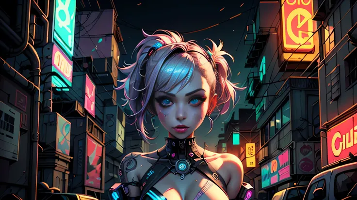 Neon Kaleidoscopixie cyberpunk girl