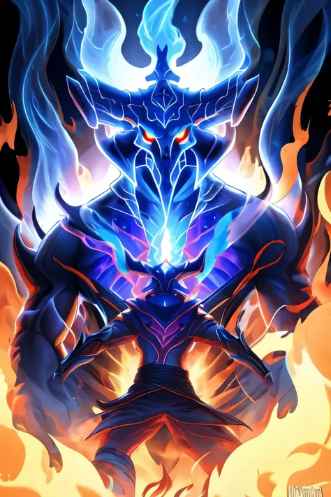 highly detailed, high quality, masterpiece, beautiful, vaseraga, helmet, 1boy, susanoo, ((inside a glowing giant)), aura surroun...