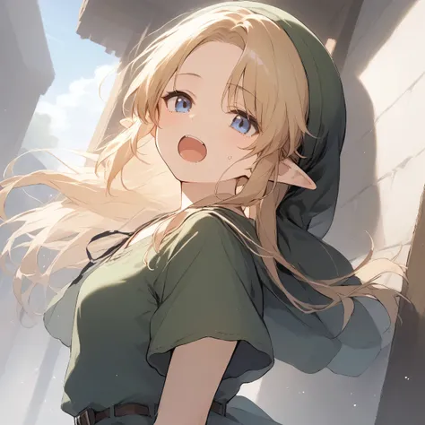 score_9, score_8_up, score_7_up, source_anime, best quality, masterpiece, official art, absurdres, highres, ultra-detailed,waifu2x,Collection: Slice of Life,break,1girl, YoungLink, small breasts, blonde hair, green tunic, pointy ears, hat, solo, blue eyes,...