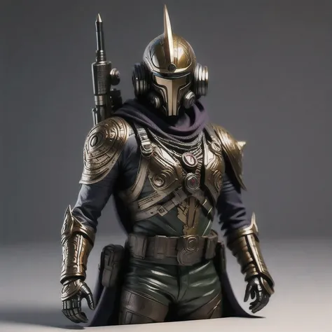 Close-up of a man toy holding a gun, Painted Action Figures, an aztec warrior, Art Station Masterpiece, Colored zbrush rendering, Warrior in sci-fi armor, Super detailed fantasy characters, Assembling, High-octane rendering, Drawing in Zrush, Dystopian Bou...