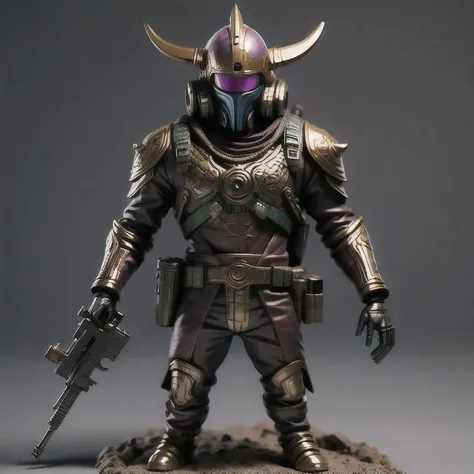(((Dancing in the Rain)))Close-up of a man toy holding a gun, Painted Action Figures, an aztec warrior, Art Station Masterpiece, Colored zbrush rendering, Warrior in sci-fi armor, Super detailed fantasy characters, Assembling, High-octane rendering, Drawin...