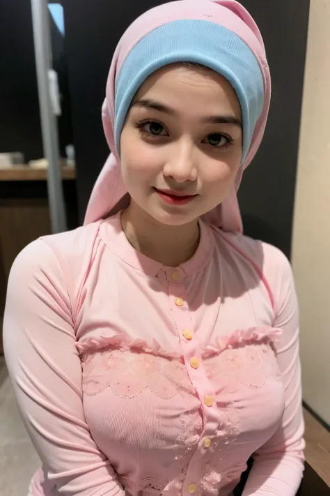 (Old Lady:1.7), Transparent transparency, (Orange Chubby Strapless Dress), adorable, 1 girl, (face to face), 10 years old, baby face, happy, half body portrait, (face details: 1), (eye details:1), ((big breasts)). wearing transparent transparency long shir...