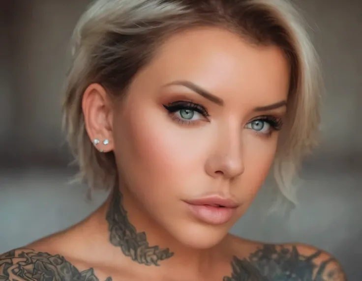 Laurence bedard, beautiful face, perfect face, deliberate, masterpiece, best quality, highest quality, cinematic lighting, very beautiful, ultra realistic, tattoos, tattooed, beautiful