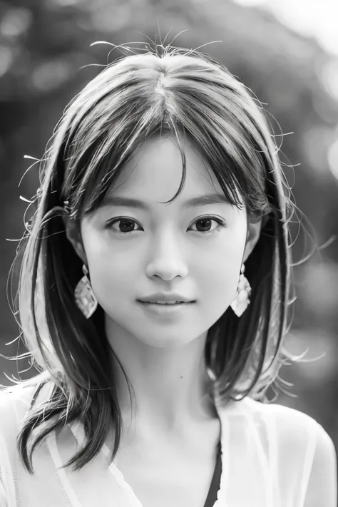 Masterpiece, high quality, photorealsitic, high resolution, 8k wallpaper, Professional photo, Super detailed face, detailed eyes, ((monochrome photo)), 1girl in, Skinny Japanese woman, ((Facing the front)), ((lips are only in Red)), Detailed clavicle, perf...