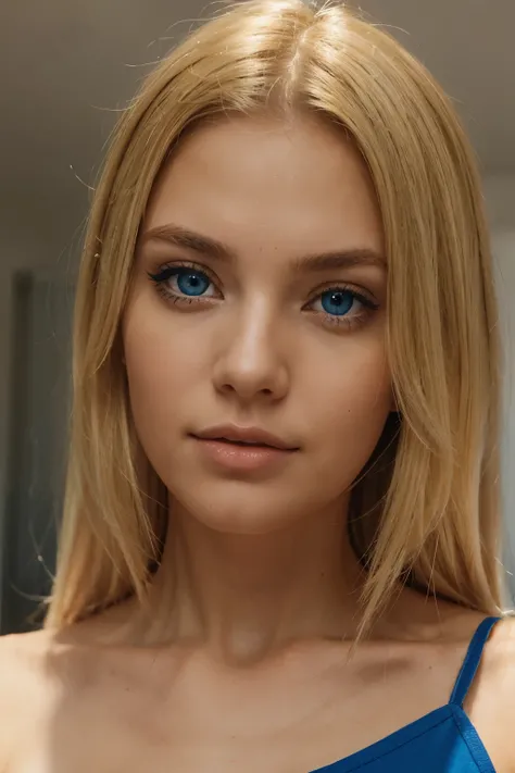 Blonde Woman, blue eye 
