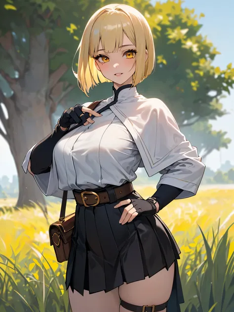 sfv (masterpiece, best quality, 32 thousand.) young teenage girl with short blond hair ((bright blonde hair, golden blonde hair,...