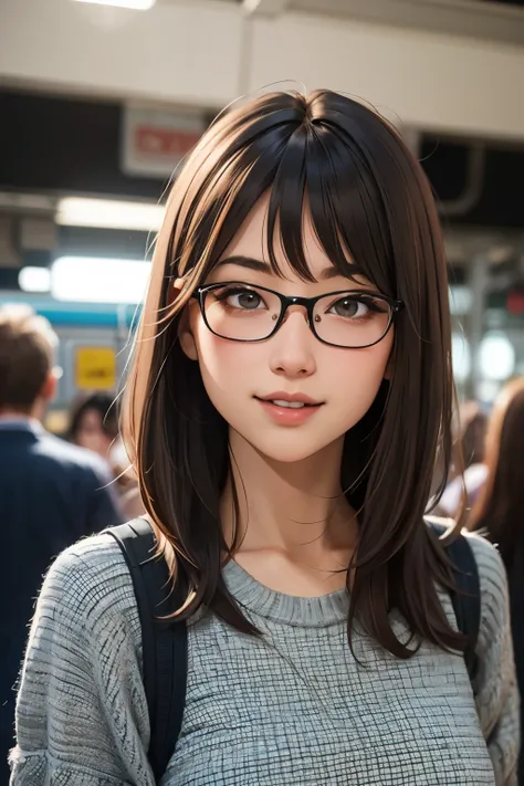 (8K、Raw photography、top-quality、​masterpiece:1.2)、(realisitic、Photorealsitic:1.37)、ultra-detailliert、超A high resolution、女の子1人、see the beholder、beautifull detailed face、A smile、Constriction、(Slim waist) :1.3)、short-cut、Beautiful detailed skin、Skin Texture、F...