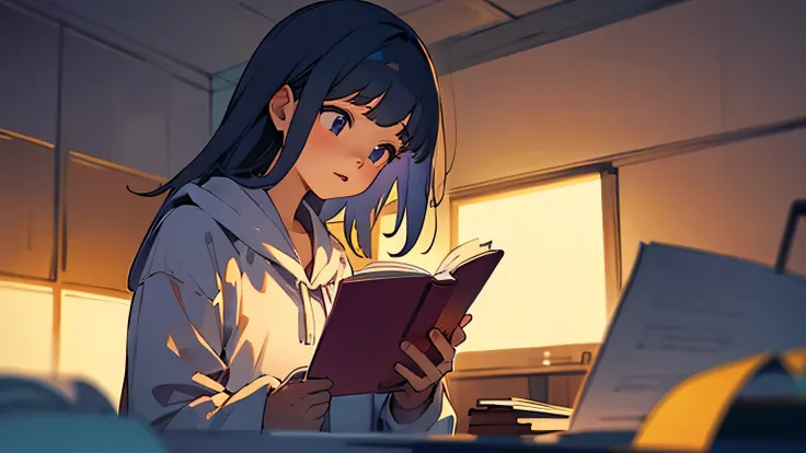 Girl studying at night