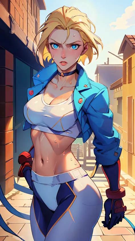 ((((masterpiece, best quality, high resolution)))), extremely detailed 8k, 1 female, (cammy white) wearing her cammy white outfi...