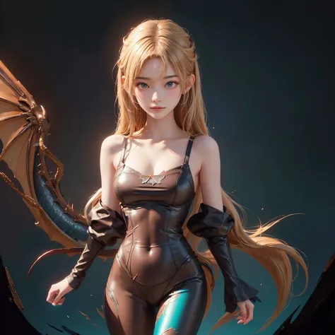 Polychrome,, night, dark, blonde, Show Viewer, In-person audience, Limited Edition Palette, Dragon Background, Shine,(Highly detailed CG Unity 8k wallpaper),(masterpiece), (Highest quality), (Vaporwave Style), (Super detailed), (Best illustrations),(Best S...