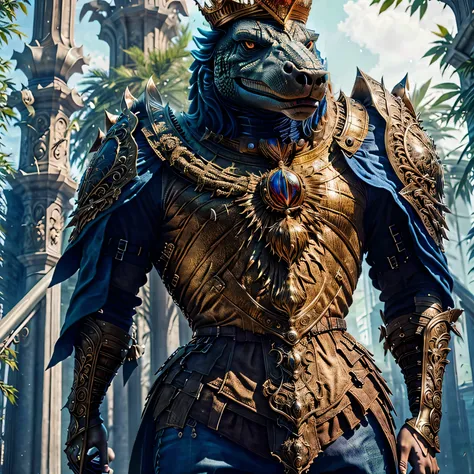 a crocodile wearing a crown, detailed (best quality,4k,8k,highres,masterpiece:1.2),ultra-detailed,(realistic,photorealistic,photo-realistic:1.37),extremely detailed scales,scales with intricate patterns,piercing reptilian eyes,sharp detailed teeth,regal an...