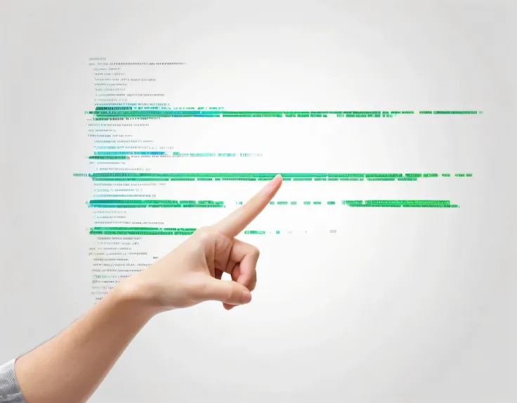 a coding hand pointing, isolated on a white background