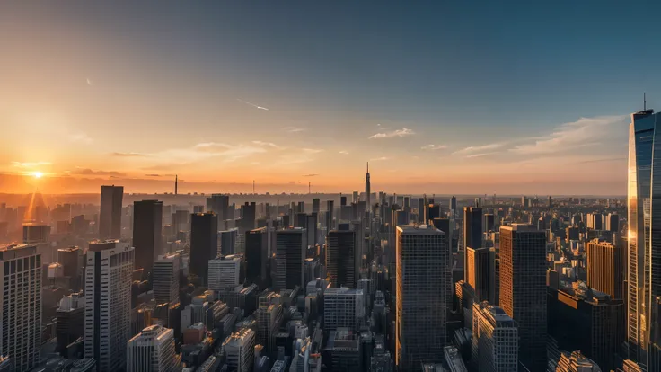  (best quality,8K,masterpiece:1.2),ultra-detailed,(realistic,photorealistic,photo-realistic:1.37),cinematic lighting,dramatic lighting,dramatic shadows, Tokyo, sunset, skyscraper