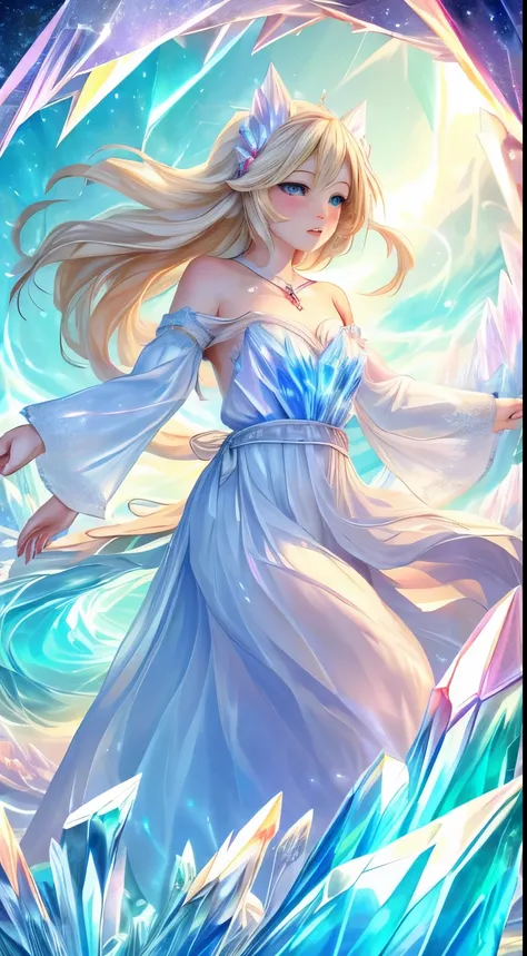 (masterpiece, Highest品質, Highest, Official Art, beautifully、aesthetic, exposed for a long time: 1.2), Smooth movement, Attractive patterns, One Girl, (Long dress with sleeves: 1.3), ((White clothes))), Upper Body close-up, Bare shoulders, 洋Wind女子, blush, G...