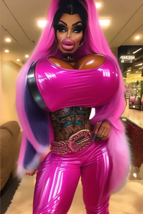 Old dumb fakest male bimbos ever, extremely fake tanned skin, louis Vuitton bag, trashy bimbo, trophy wife, fake lips, huge fake breasts, very masculine, drag queens, masculine looks, cyberpunk, erect nipples, protruding breasts, big fake bubble butt, brai...