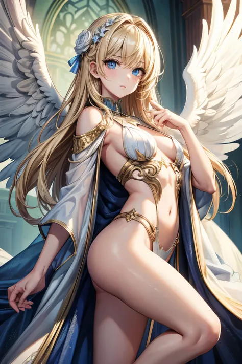 masterpiece,Highest quality,Very detailed,Armed Angel,Blonde,Beautiful and detailed eyes,skinny,Small breasts