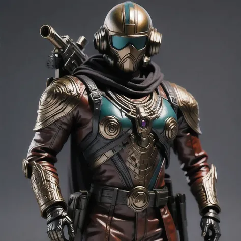 rainstorm (((Shooting athletes)))Close-up of a man toy holding a gun, Painted Action Figures, an aztec warrior, Art Station Masterpiece, Colored zbrush rendering, Warrior in sci-fi armor, Super detailed fantasy characters, Assembling, High-octane rendering...