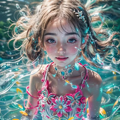 (8k topquality masterpiece: 1.2)(realistic professionalphoto:1.37), volumetriclighting. tiny girls, girl jumping into the water、...