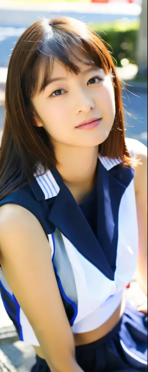 ((top-quality, 8K, masterpiece:1.3)), sharp focus:1.2, Beautiful Women in Perfect Style:1.4, Slender Abs:1.2, full body, wearing sleeveless shirts wide pants, ((dark brown hair:1.2)), (natural soft light, City Street:1.1), Highly detailed facial and skin ...