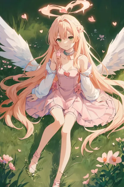 1_girl, (anime, kawai:2), (masterpeice, best_quality, clean:1.5), (sky_background:1.2), (cute, cute_smile, wholesome, young:1.8), (delicate, extremely_delicate, beautiful, thin:1.5), (girlfriend, angel:1.8), (green_eyes, simple_eyes:1.8) (long_hair, blond_...