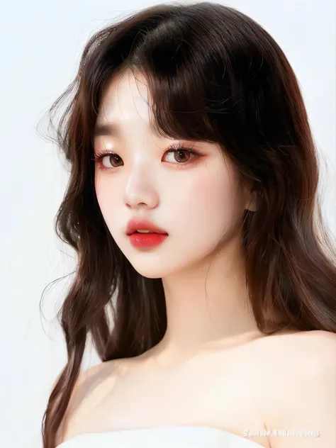 a close up of a woman with a white dress and red lipstick, jinyoung shin, bae suzy, jaeyeon nam, popular south korean makeup, ta...