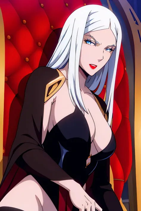 Carmilla medium tits, black robe. by white, nice face, blue eye, (head of&#39;artwork:1.2), best quality, nonsense, high resolution, Background&#39;extremely detailed screen, perfect lighting, from the bottom, blue eye, castle, vue sur le castle, dehors, d...