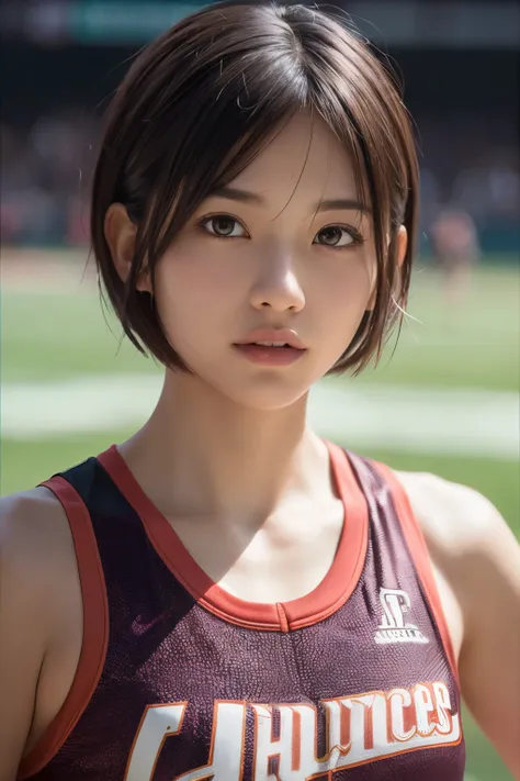 (Best Quality,4K,8K,hight resolution,masutepiece:1.2),Ultra-detailed,Realistic,Extremely detailed, Colorful tones,((Athlete)),(short cut hair:1.4),