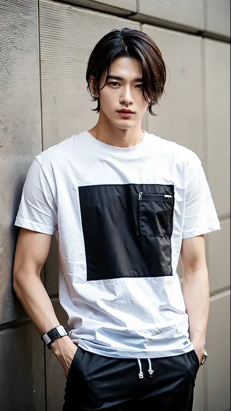 Male model with pants and t-shirt 