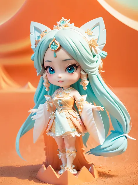 Surrealism, blind box toy style, rococo style, high detail, pixar, cubism, sparkle, ray tracing, Fujicolor, halftone, uhd, textured skin, award winning, best quality, 8k
Super charming girl full body 3D picture, 1, beautiful eyes, big eyes, charming, Happy...