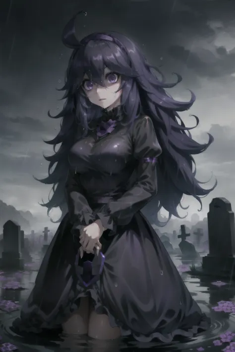 (masterpiece, best quality),  intricate details,
1girl,     (hex maniac:1.5), hairband, messy hair, (purple eyes:1.1), purple ha...