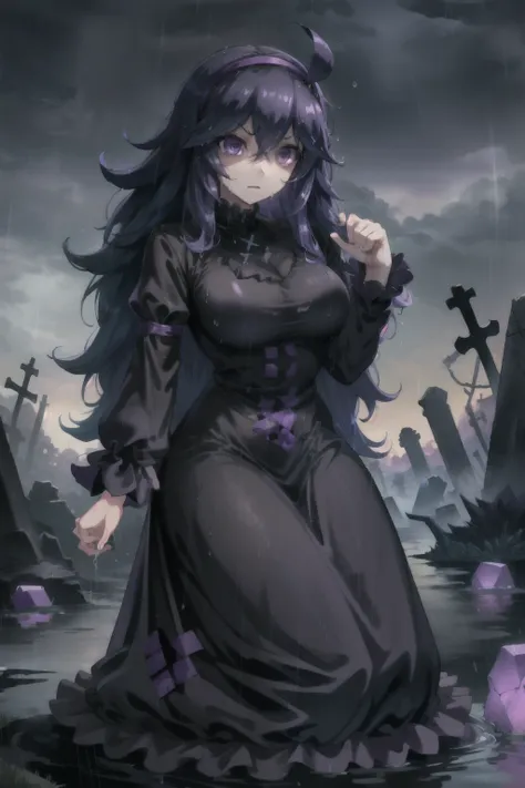 (masterpiece, best quality),  intricate details,
1girl,     (hex maniac:1.5), hairband, messy hair, (purple eyes:1.1), purple ha...