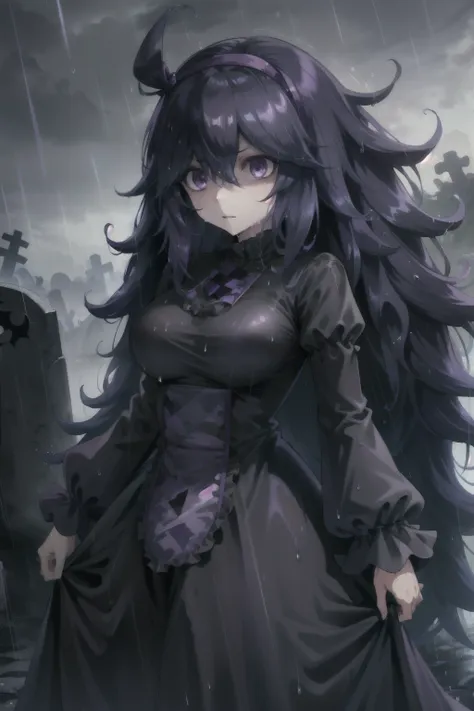 (masterpiece, best quality),  intricate details,
1girl,     (hex maniac:1.5), hairband, messy hair, (purple eyes:1.1), purple ha...