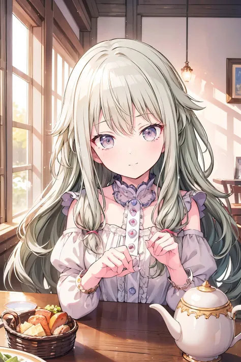 (Tabletop:1.2)、masterpiece、Best image quality、Front facing、Face the camera、Fluffy hair、Delicate eyes、A lovely big smile, 最high quality、Mature Girl、1 person、masterpiece, Most detailed, high quality、Shiny Hair、Very fine and beautiful bright eyes、nose blush、V...