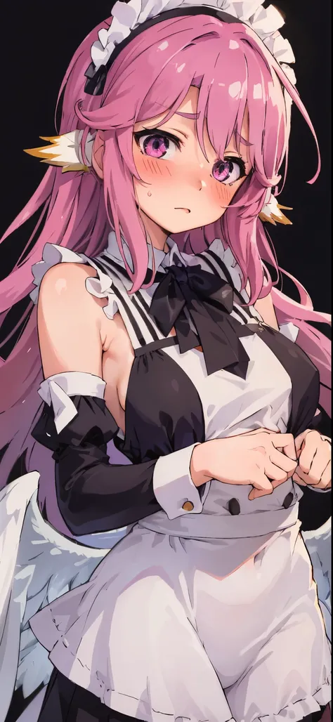 Jibril, upper body, blushed, perfect anatomy, extremely detailed eyes and face, vivid colors, sharp focus, masterpiece:1.2, ultra-detailed, blushed, ((doggystyle)), (solo), (maid outfit). 