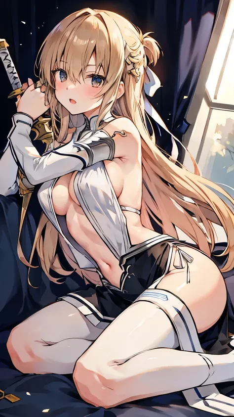 , slender body, sword art, Asuna,  harem, sex joy, 