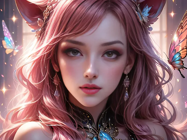 (best quality, 8k, masterpiece, hdr, soft lighting, picture perfect, realistic, vivid), cat girl (1.0), cat girl with red hair a...