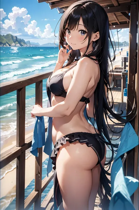 以下は2000文字of詳細なプロンプトです:：

--- Very detailed, Realistic, high-resolution 4K image of a beautiful woman standing topless by the seaside. of woman is the main focus of the image, with every detail of her appearance meticulously depicted to emphasize her natura...