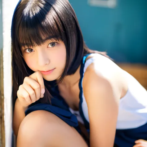 1 top quality girl　Very cute beauty　small, Bright Eyes　Shine, Shine肌　18-year-old, Black Hair　Clean and bright appearance, , and a cute　Beautiful Bangs　Big Breasts　School　high school　Nude Erotica　Blushed cheeks
