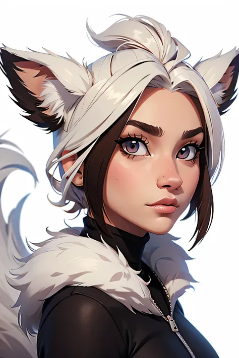 beautiful furry girl, (masterpiece) furry hybrid, animal face traits, 8K, detailed, white background