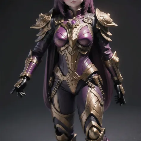 close up of purple and gold toys, super detailed fantasy characters, science fiction characters render, detailed humanoid, star ...